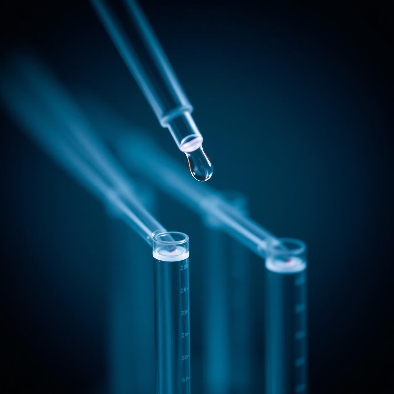 Pipette dispensing droplet into a test tube